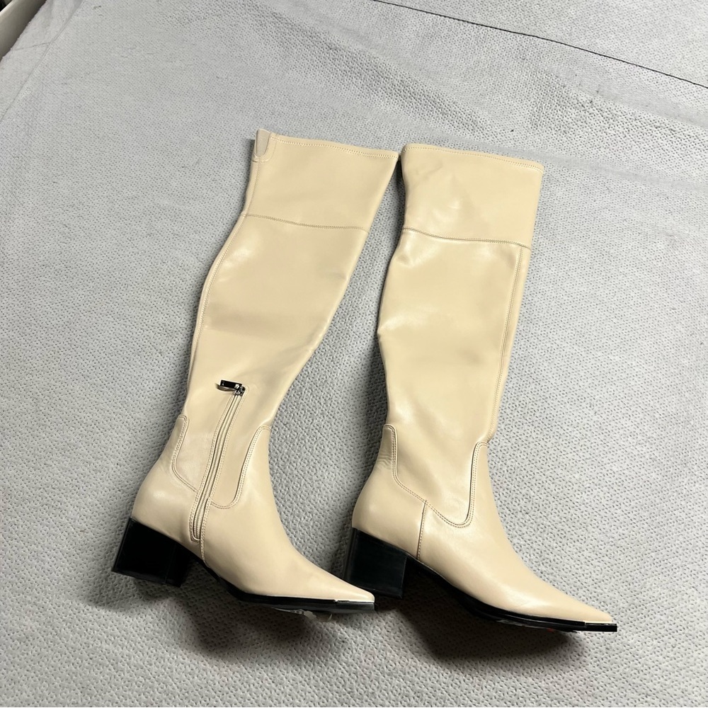 Marc Fisher Noemi Leather Over-The-Knee Boots in Ivory White Size 7 NWOT - Picture 2 of 7